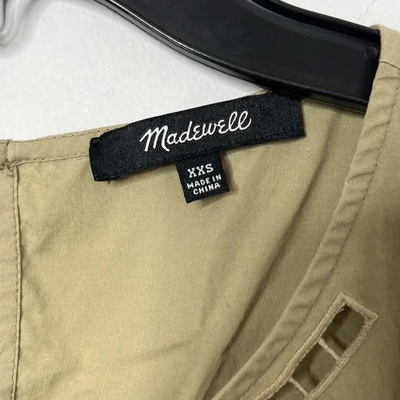 Madewell Olive Green Embroidered Peplum Tank - Picture 3 of 6